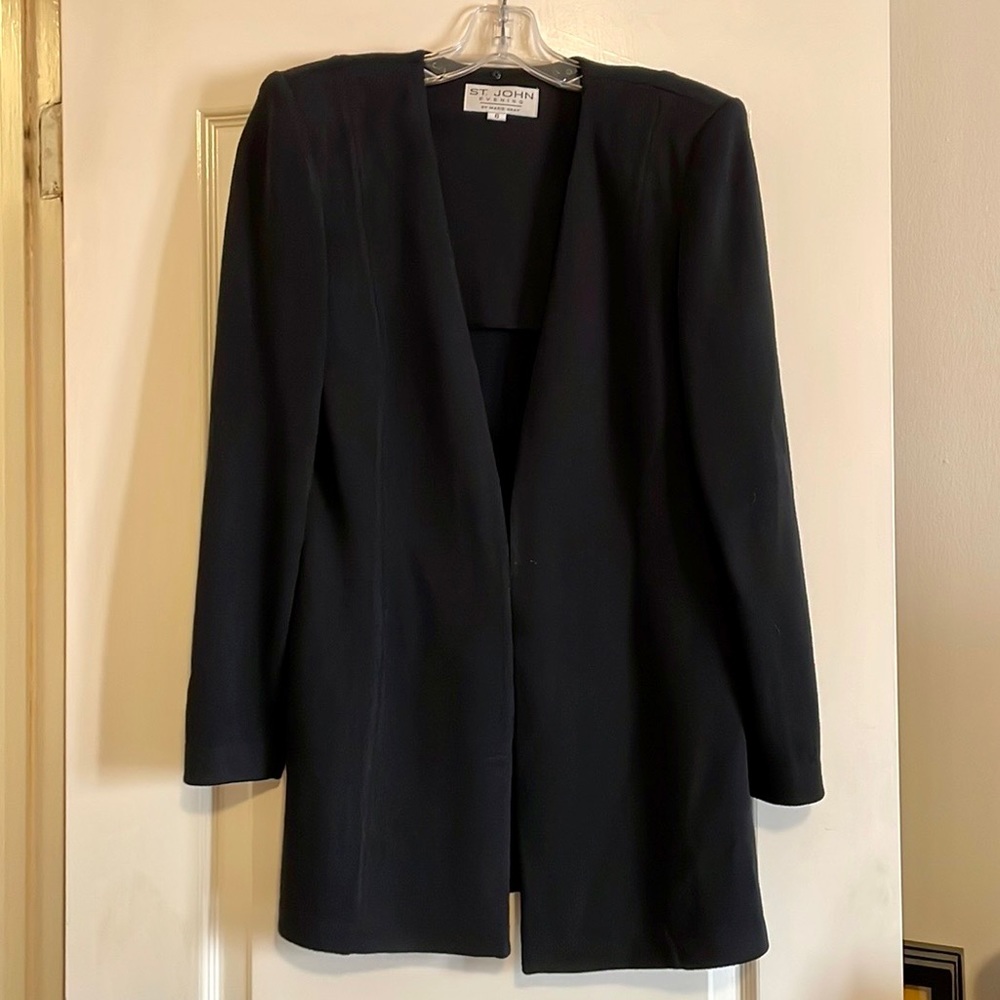 St. John Black Knit Jacket/ Sweater. Size 6.